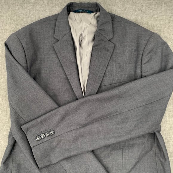 Perry Ellis Men's Gray Blazer 2 Button 44R Pockets Lined Business Long Sleeve - Picture 7 of 13
